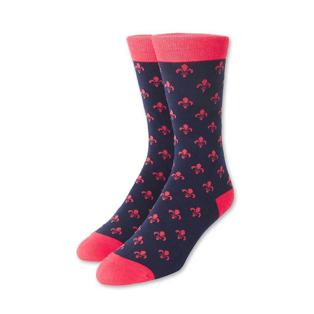 Beau Ties Of Vermont | Fleur Des Lis Pink Socks 